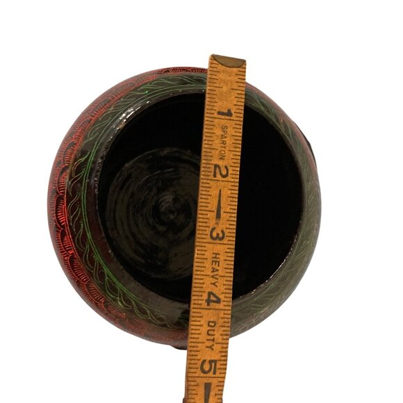 Vintage Burmese Lacquerware Lacquer Owl Box Container Jar - Picture 8 of 8